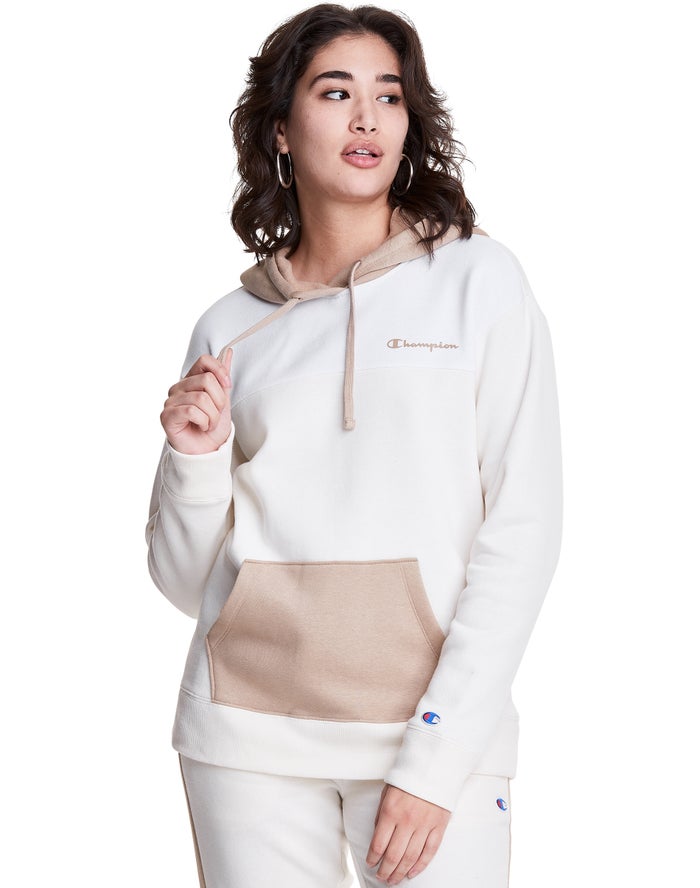 Champion Colorblock Fleece Hoodie Dames - Wit - Belgie 6275ARNBQ